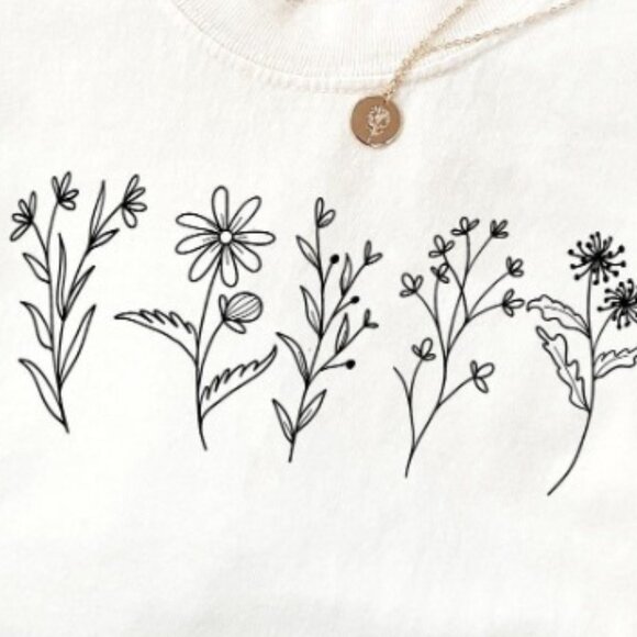 Wildflower Shirt, Floral Cottagecore Shirt, Botanical Shirt - Picture 2 of 3